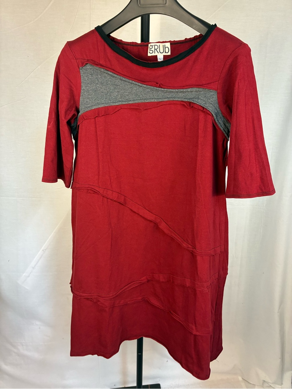 gRUb Art to Wear Y2K Red and Gray Abstract Dress L